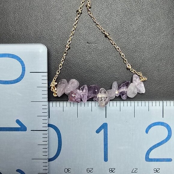 2/$15 February Purple Stone Chip Necklace With Star Charm (NWOT) - Picture 5 of 5